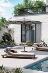 Garden Sanctuary Solar 24 LED Lights Garden Parasol with Crank with Decorative Base in Light Grey - thumbnail 3