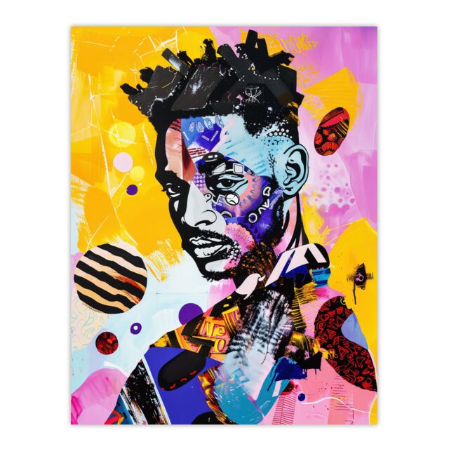 "Artery8 African Soulboy Culture Portrait Mixed Media Wall Art Print - Size: W18"" x H24""" - image 1