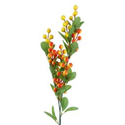 Leaf Pack of 6 x 70cm Artificial Orange Berry Spray - Size: 6 x 70 cm - thumbnail 4