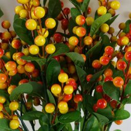 Leaf Pack of 6 x 70cm Artificial Orange Berry Spray - Size: 6 x 70 cm - thumbnail 3