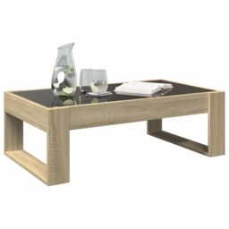 Berkfield Home Coffee Table with Infinity LED Sonoma Oak 90x53x30 cm in Brown - Size: 90 x 53 x 30 cm - thumbnail 5