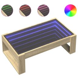 Berkfield Home Coffee Table with Infinity LED Sonoma Oak 90x53x30 cm in Brown - Size: 90 x 53 x 30 cm - thumbnail 2