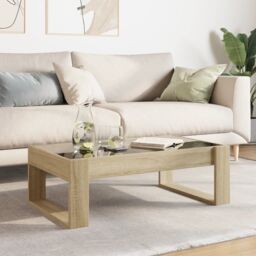 Berkfield Home Coffee Table with Infinity LED Sonoma Oak 90x53x30 cm in Brown - Size: 90 x 53 x 30 cm - thumbnail 4