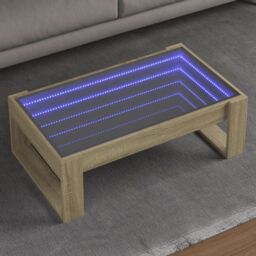 Berkfield Home Coffee Table with Infinity LED Sonoma Oak 90x53x30 cm in Brown - Size: 90 x 53 x 30 cm - thumbnail 1