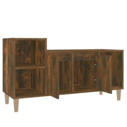 Berkfield Home TV Cabinet Smoked Oak 100x35x55 cm Engineered Wood in Brown - Size: 100 x 35 x 55 cm - thumbnail 6