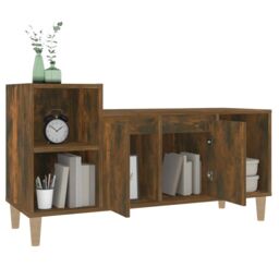 Berkfield Home TV Cabinet Smoked Oak 100x35x55 cm Engineered Wood in Brown - Size: 100 x 35 x 55 cm - thumbnail 4