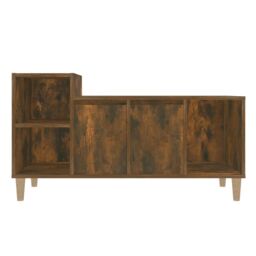 Berkfield Home TV Cabinet Smoked Oak 100x35x55 cm Engineered Wood in Brown - Size: 100 x 35 x 55 cm - thumbnail 5