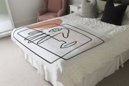 Benjamin Tate Design line drawing of face & hand Designer Blanket in Natural - Size: 120 cm x 150 cm - thumbnail 4