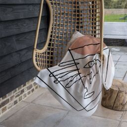 Benjamin Tate Design line drawing of face & hand Designer Blanket in Natural - Size: 120 cm x 150 cm - thumbnail 3
