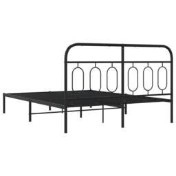 Berkfield Home Metal Bed Frame without Mattress with Headboard Black 140x200cm - Size: 140x200 cm - thumbnail 6