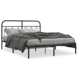 Berkfield Home Metal Bed Frame without Mattress with Headboard Black 140x200cm - Size: 140x200 cm