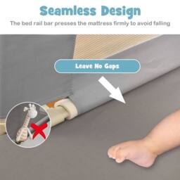 Gymax Bed Rail 200cm Long Toddler Safety Protection Guard Height Adjustable in Grey - thumbnail 6
