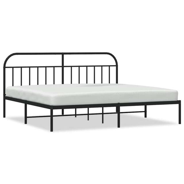 Berkfield Home Metal Bed Frame with Headboard Black 200x200 cm - image 1