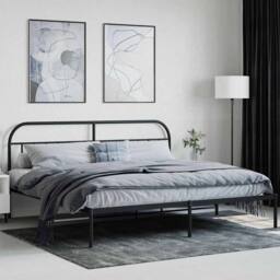 Berkfield Home Metal Bed Frame with Headboard Black 200x200 cm - thumbnail 4