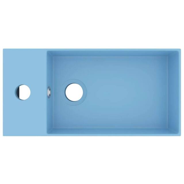 Berkfield Home Full Bathroom Sink with Overflow Ceramic Light Blue in Baby Blue - image 1