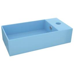 Berkfield Home Full Bathroom Sink with Overflow Ceramic Light Blue in Baby Blue - thumbnail 3