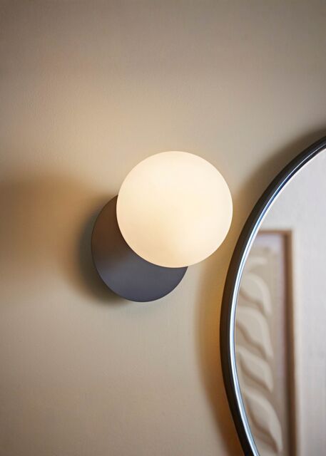 ValueLights Darla Frosted Globe IP44 Rated Bathroom Wall Light with LED Bulb in Dark Navy - image 1