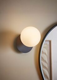 ValueLights Darla Frosted Globe IP44 Rated Bathroom Wall Light with LED Bulb in Dark Navy - thumbnail 1