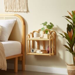 Nordlys Hanging 2-Tier Natural Rattan Storage Shelf in Brown - thumbnail 4