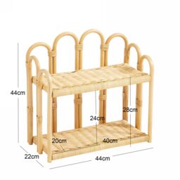 Nordlys Hanging 2-Tier Natural Rattan Storage Shelf in Brown - thumbnail 5