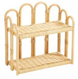 Nordlys Hanging 2-Tier Natural Rattan Storage Shelf in Brown