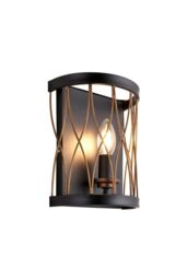 Netlighting Heston 1 Light Indoor Candle Wall Light Matt Black Rustic Bronze Effect E14 in Brown - thumbnail 1