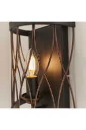 Netlighting Heston 1 Light Indoor Candle Wall Light Matt Black Rustic Bronze Effect E14 in Brown - thumbnail 6