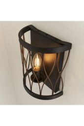 Netlighting Heston 1 Light Indoor Candle Wall Light Matt Black Rustic Bronze Effect E14 in Brown - thumbnail 5