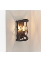 Netlighting Heston 1 Light Indoor Candle Wall Light Matt Black Rustic Bronze Effect E14 in Brown - thumbnail 2