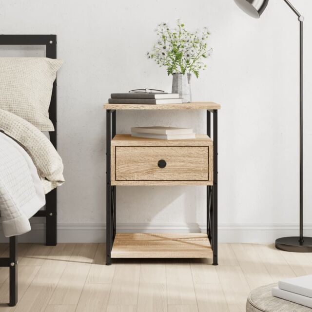 Berkfield Home Bedside Cabinet Sonoma Oak 40x42x55 cm Engineered Wood in Brown - Size: 40 x 42 x 55 cm - image 1
