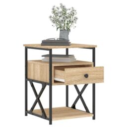 Berkfield Home Bedside Cabinet Sonoma Oak 40x42x55 cm Engineered Wood in Brown - Size: 40 x 42 x 55 cm - thumbnail 4