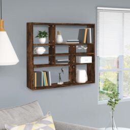 Berkfield Home Wall Shelf Smoked Oak 90x16x78 cm Engineered Wood in Brown - Size: 90 x 16 x 78 cm - thumbnail 1