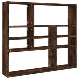 Berkfield Home Wall Shelf Smoked Oak 90x16x78 cm Engineered Wood in Brown - Size: 90 x 16 x 78 cm - thumbnail 2