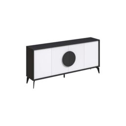 Decortie 4 Doors Sideboard 'Gora' 4 Metal Legs, Chipboard Handle Storage Unit 180cm in Dark Grey - Size: 3 Pack - thumbnail 2