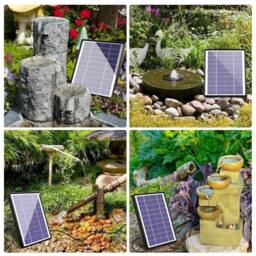 FLAVORA Upgrade 6.5W Solar Power Fountain Pump 6 Nozzles Bird Bath Feature in Black - Size: 100 cm x 15 cm - thumbnail 8