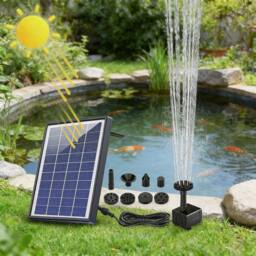 FLAVORA Upgrade 6.5W Solar Power Fountain Pump 6 Nozzles Bird Bath Feature in Black - Size: 100 cm x 15 cm - thumbnail 3