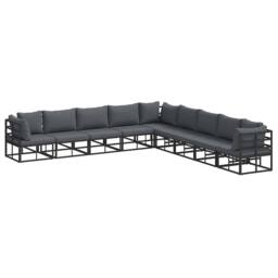 Berkfield Home Garden Sofa Set 9 pcs Black 353 x 353 x 71 cm Aluminium - thumbnail 3