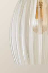 ValueLights Cheltenham Clear Ribbed Glass Dome Easy Fit Lamp Shade with Bulb - thumbnail 4