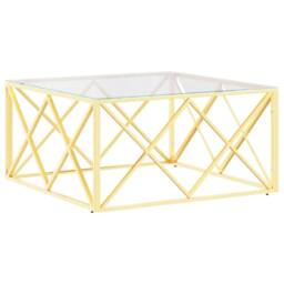 Berkfield Home Coffee Table 80x80x40 cm Stainless Steel & Glass in Gold - Size: 80 x 80 x 40 cm - thumbnail 1