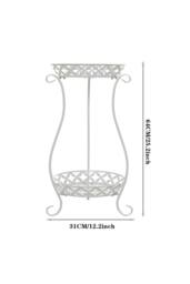 ExtraStar 2 Tier Tall Metal Plant Stand Vintage Indoor Display in White - thumbnail 3