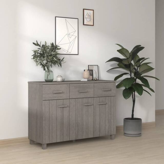 Berkfield Home Sideboard HAMAR Light Grey 113x40x80 cm Solid Wood Pine - Size: 113 x 40 x 80 cm - image 1