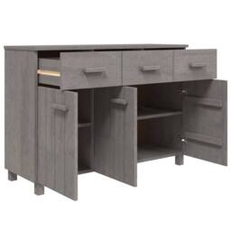 Berkfield Home Sideboard HAMAR Light Grey 113x40x80 cm Solid Wood Pine - Size: 113 x 40 x 80 cm - thumbnail 3