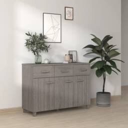 Berkfield Home Sideboard HAMAR Light Grey 113x40x80 cm Solid Wood Pine - Size: 113 x 40 x 80 cm - thumbnail 1