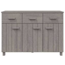 Berkfield Home Sideboard HAMAR Light Grey 113x40x80 cm Solid Wood Pine - Size: 113 x 40 x 80 cm - thumbnail 4