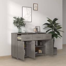 Berkfield Home Sideboard HAMAR Light Grey 113x40x80 cm Solid Wood Pine - Size: 113 x 40 x 80 cm - thumbnail 6