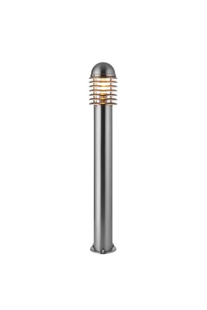 Netlighting Louvre Outdoor Bollard Light Polished Stainless Steel Clear Polycarbonate IP44 E27 in Grey