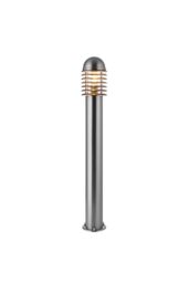 Netlighting Louvre Outdoor Bollard Light Polished Stainless Steel Clear Polycarbonate IP44 E27 in Grey