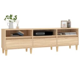 Berkfield Home TV Cabinet Sonoma Oak 150x30x44.5 cm Engineered Wood in Brown - thumbnail 4
