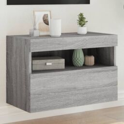 Berkfield Home TV Wall Cabinet with LED Lights Grey Sonoma 60x30x40 cm - Size: 60 x 30 x 40 cm - thumbnail 1