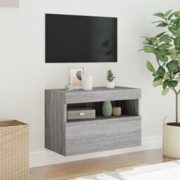 Berkfield Home TV Wall Cabinet with LED Lights Grey Sonoma 60x30x40 cm - Size: 60 x 30 x 40 cm - thumbnail 5